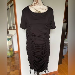 Black Bodycon Ruched Dress, Size 2XL (check measurements)